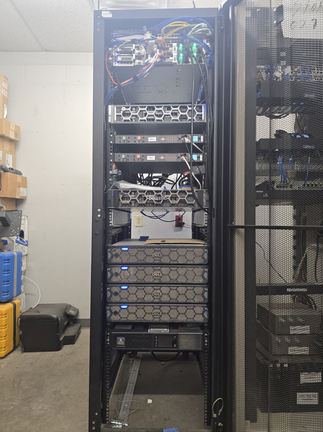 Commercial network rack and low-voltage cabling infrastructure installed by Nova Titan Systems